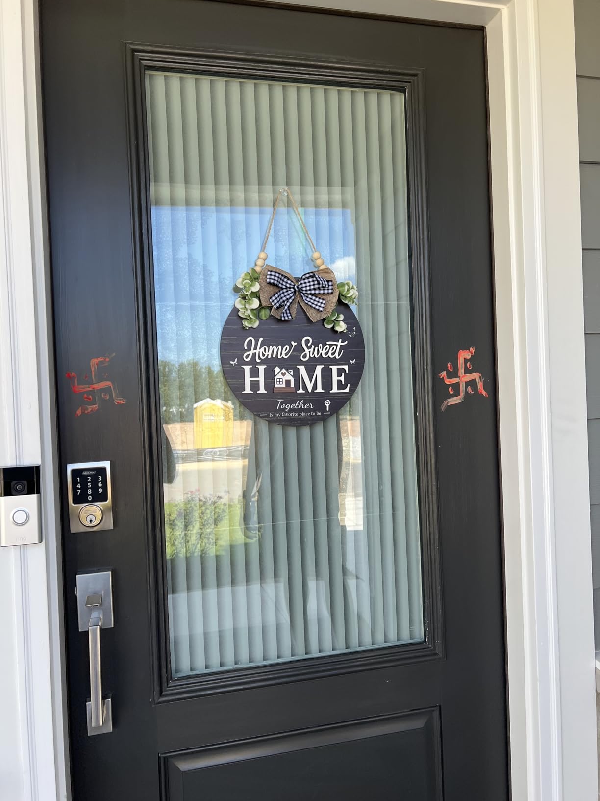 Home Sweet Home Sign, Wooden Welcome Sign for Front Door, 3D Farmhouse Porch Decor Hanging with Rustic Beads, Outdoor Wall Decor Welcome Hanger for All Season (White) customer photo 1
