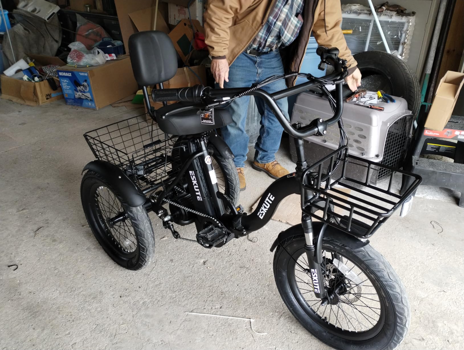 ESKUTE E Trike Electric Bike, Peak 1200W Brushless Motor Folding Trike 18X3.0 Fat Tire Ebike, 624Wh Removable Battery, Step-Thru 3 Wheel Electric Bicycle, Up to 55 Miles, 18MPH+ Tricycle for Adults customer photo 1