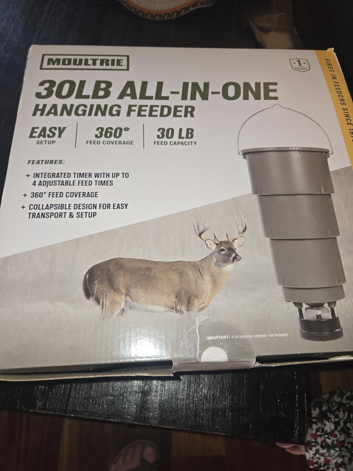 Moultrie All-in-One 30 Lb Hanging Deer Feeder - Bluetooth App Control, Pairs with Edge 3, Collapsible Pack-Down Design, MFG-15100 customer photo 2