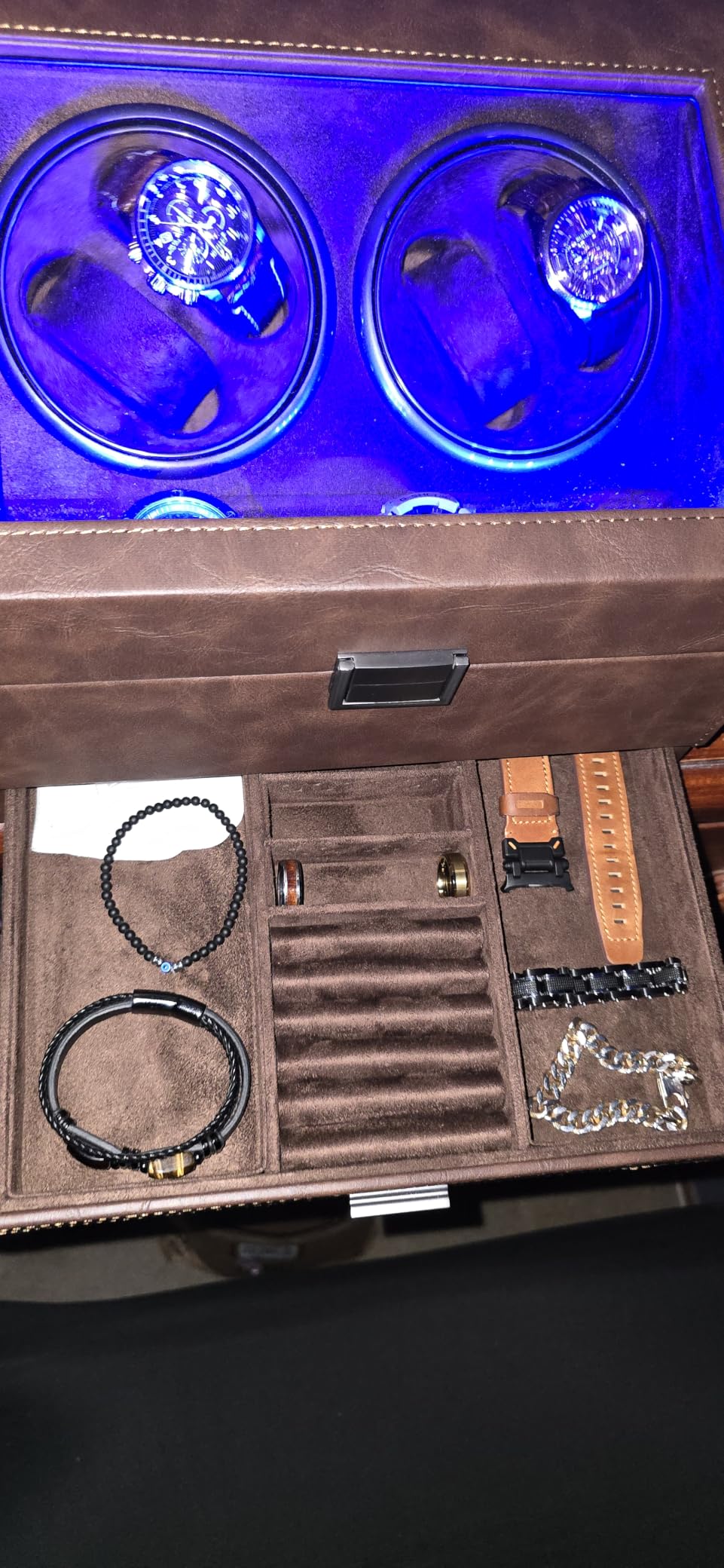 Watch Winders for 4 Automatic Watches + 6-Slot Storage and Jewelry Drawer customer photo 2