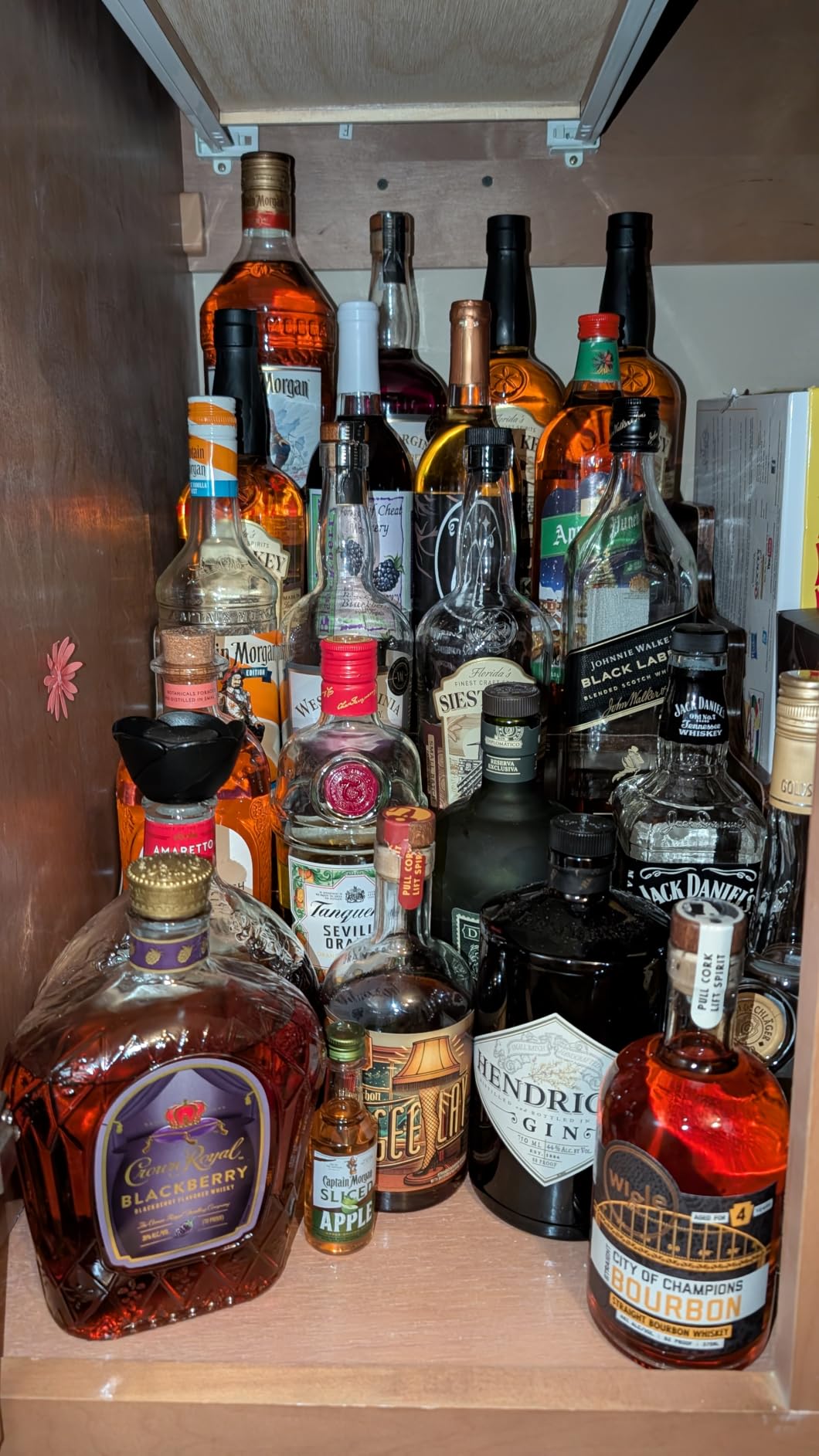 YQBRAO 2-Pack 4-Tier Liquor Bottle Display Shelf, 16-Inch, Rustic Brown | Two racks hold up to 32 bottles total for bourbon, spirits, home bars, dining areas, and entertaining spaces. customer photo 1