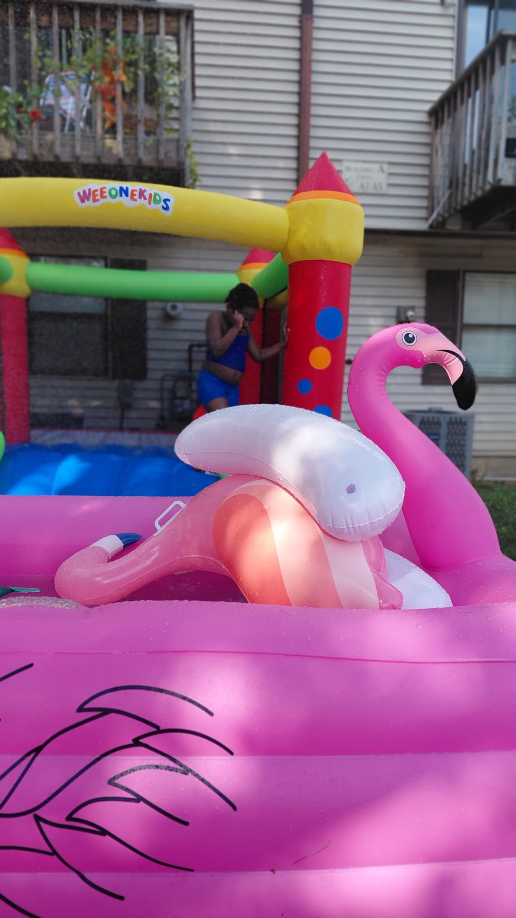 WeeOneKids Air Bounce House, Inflatable Bouncer with Air Blower and Slide, Jumping Family Backyard Bouncy Castle with Extra Thick Material (Red Yellow&Blue) customer photo 1