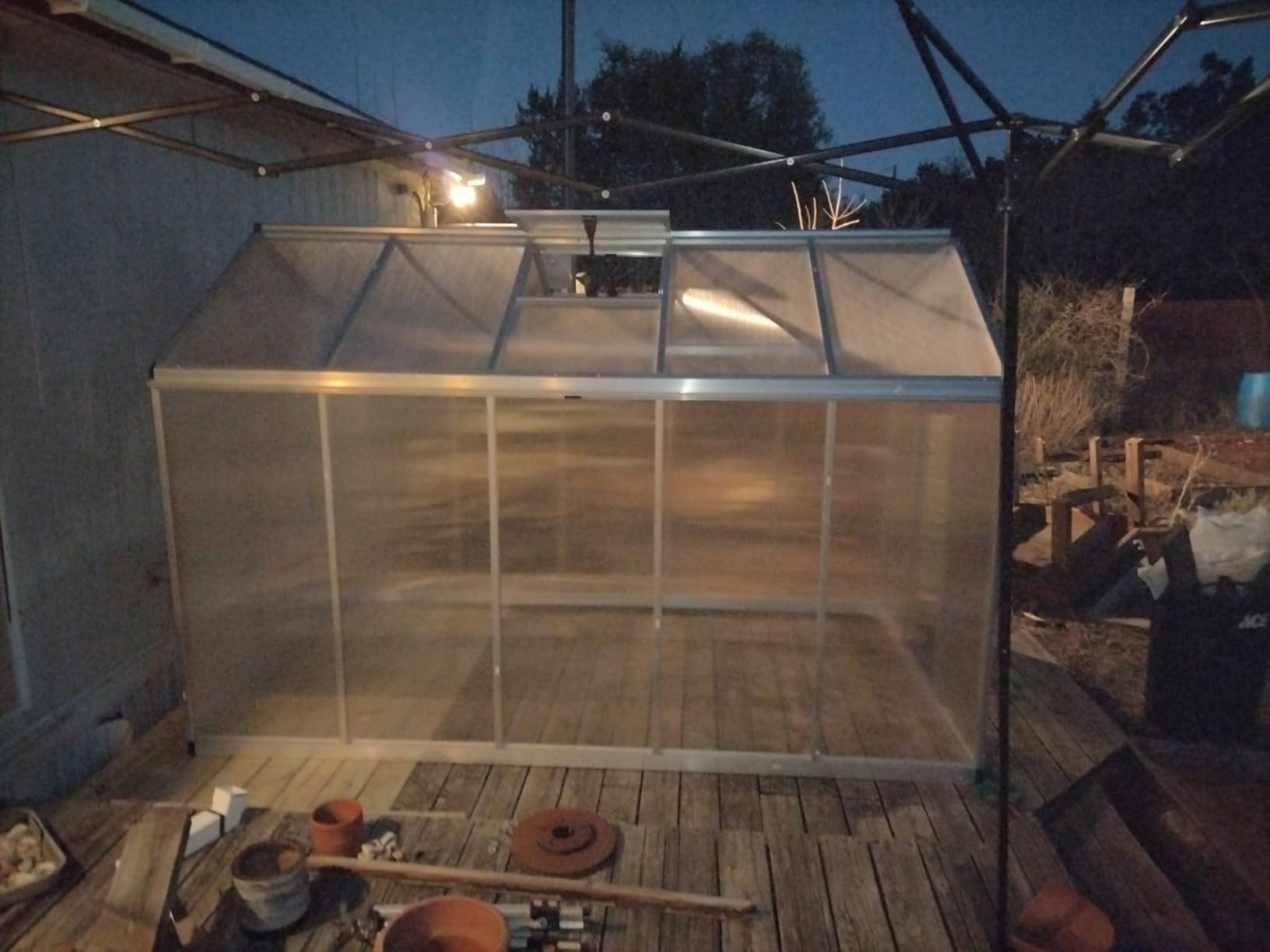 Aoodor 6 x 10 Ft Walk-in Greenhouse with Gutter, Polycarbonate and Heavy-Duty Aluminum Frame, Adjustment Skylight and Lockable 2-Sided Door for Patio, Outdoor, Yard, Lawn Use, Black customer photo 2