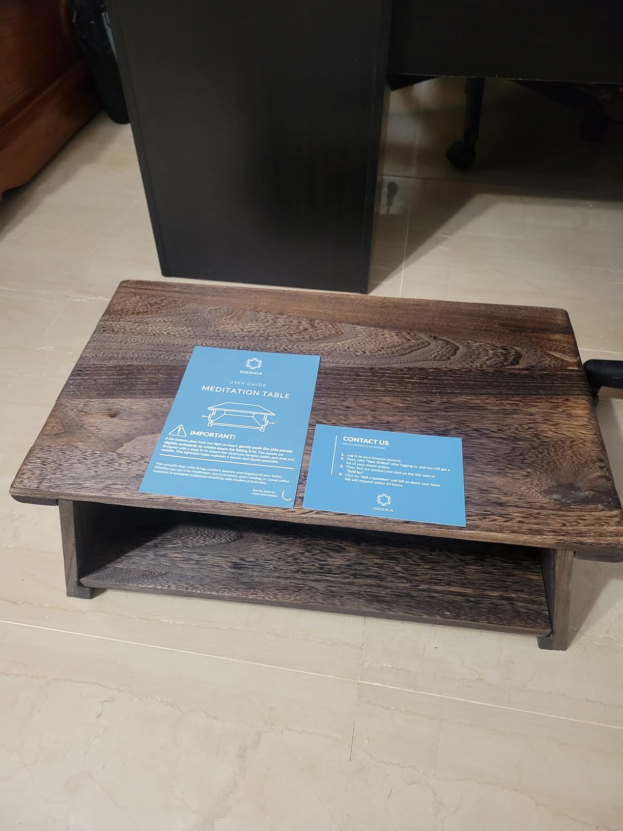 ODOXIA Floor Table for Tea Rituals | Altar Table for Meditation, Mindfulness & More | Low Japanese Floor Platform Chabudai Style | for Sitting On The Floor | Stable Wood Folding Design | Journaling customer photo 1