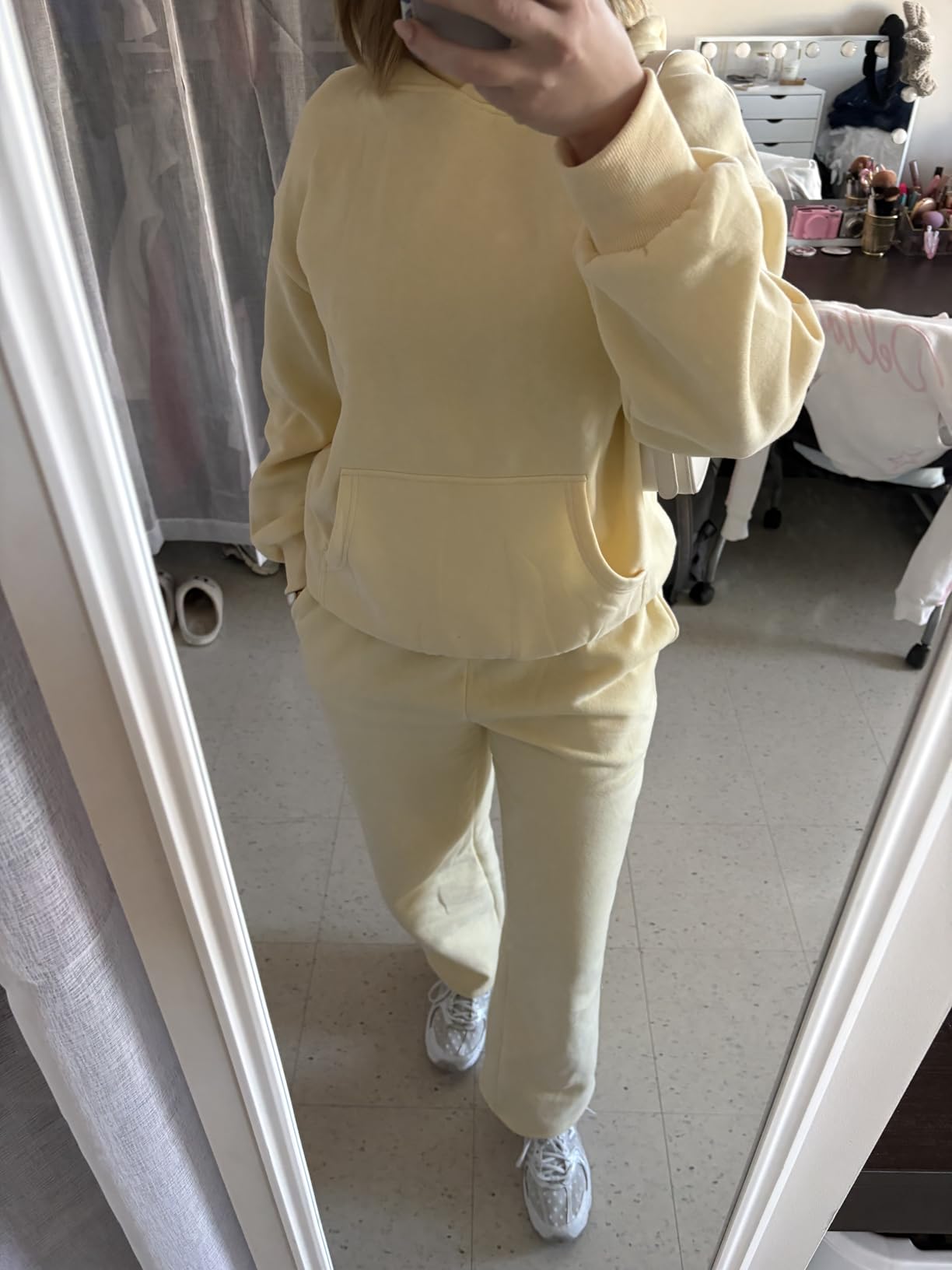 Trendy Queen Womens Oversized Hoodie Wide Leg Pants 2 Piece Lounge Set | Drop Shoulder,Kangaroo Pocket,Elastic Waistband,Side Pockets,Matching Sweatsuit customer photo 1