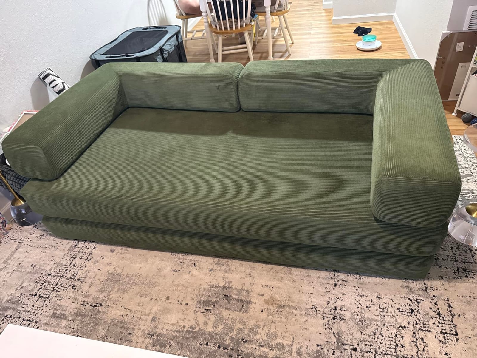 HANXIN 78 Inch Convertible Sleeper Sofa Bed, Folding Floor Mattress Couch with Fixed-Shape Frame, Futon Boneless Couch Lounge Loveseat with Pull Out Bed, No Assembly Required (Beige) customer photo 1