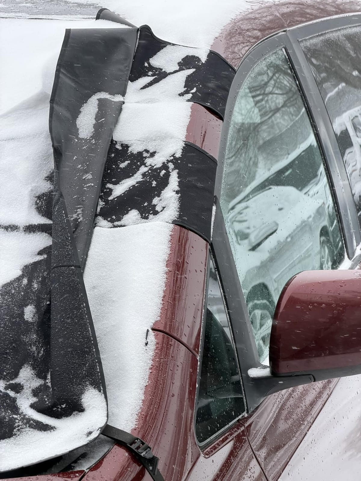 2026 Upgrade Car Windshield Cover for Ice and Snow, Windshield Snow Cover for Winter Snow & Frost - 600D Heavy Magnetic Anti-Hail Protector for Winter Weather, Fits Large SUVs & Trucks, X-Large customer photo 2