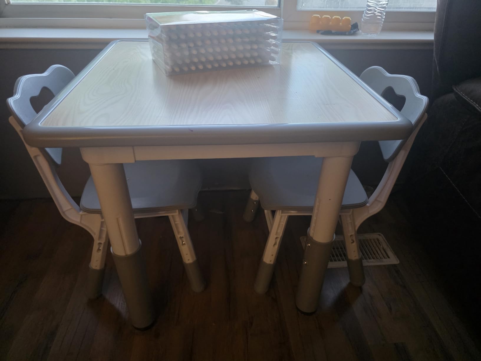 Pterying Toddler Table and Chair Set, Graffiti Tabletop, 2 Chairs, Grey | Adjustable Height, Ages 2-8 customer photo 2