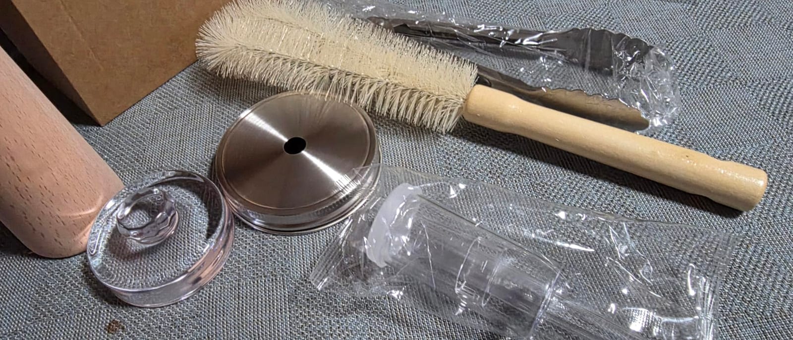 Fermentation Kit for Wide Mouth Mason Jars-4 Stainless Steel Fermentation Lids,4 Glass Fermentation Weights,1 Silicone Tong,1 sauerkraut pound, 1Wooden Handle Brush Cleaner (Jars Not Included) customer photo 2