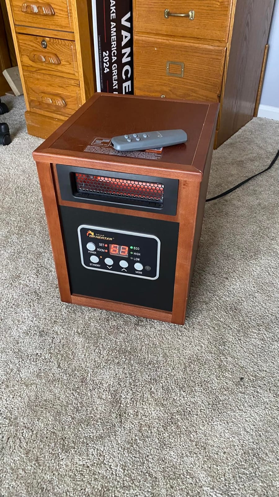 DR. INFRARED HEATER DR-991 Portable Electric Fireplace Space Heater w/Humidifier & Remote, Infrared Heat, 3D Flame Effect, Timer, Quiet, 1500W, ETL Listed, Freestanding, LED Display customer photo 1