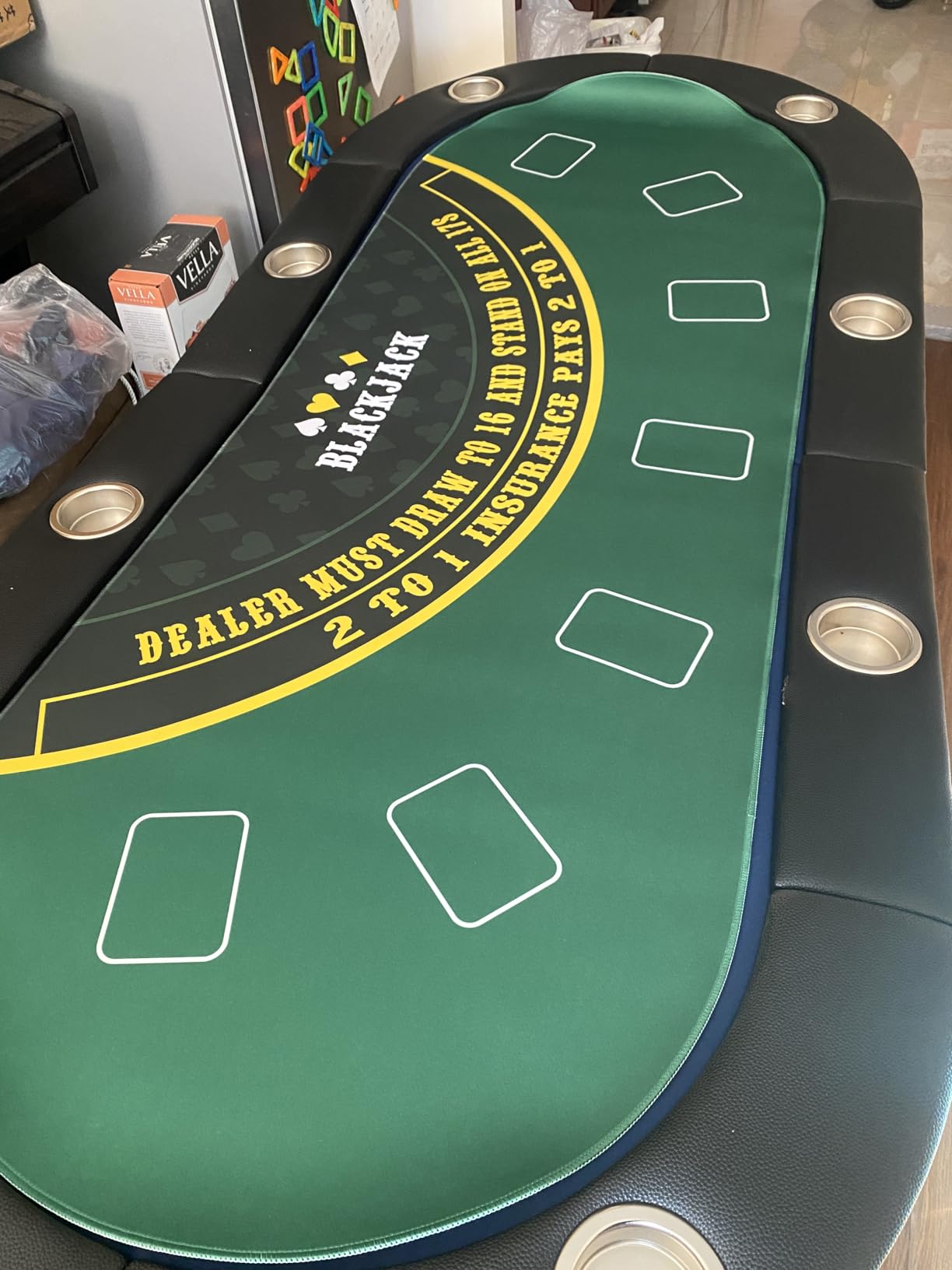 3-in-1 Foldable Poker Table for 8 Players with Interchangeable Game Mat | Texas Holden and Blackjack Casino Game Table for Game Room, Parties and Family Game Night customer photo 1