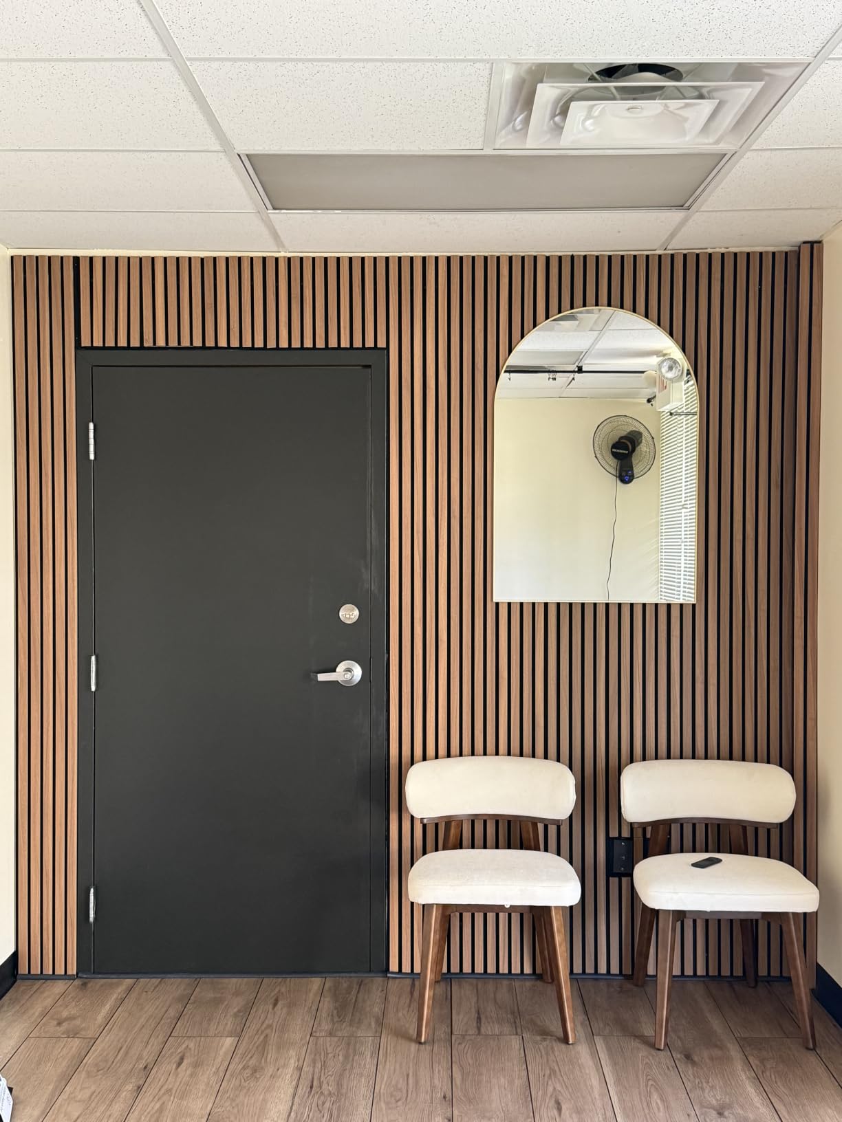 Art3d 6-Piece Wood Slat Acoustic Panels for Stylish Decor and Noise Reduction, 3D Textured Panel for Ceiling and Wall, Walnut customer photo 2