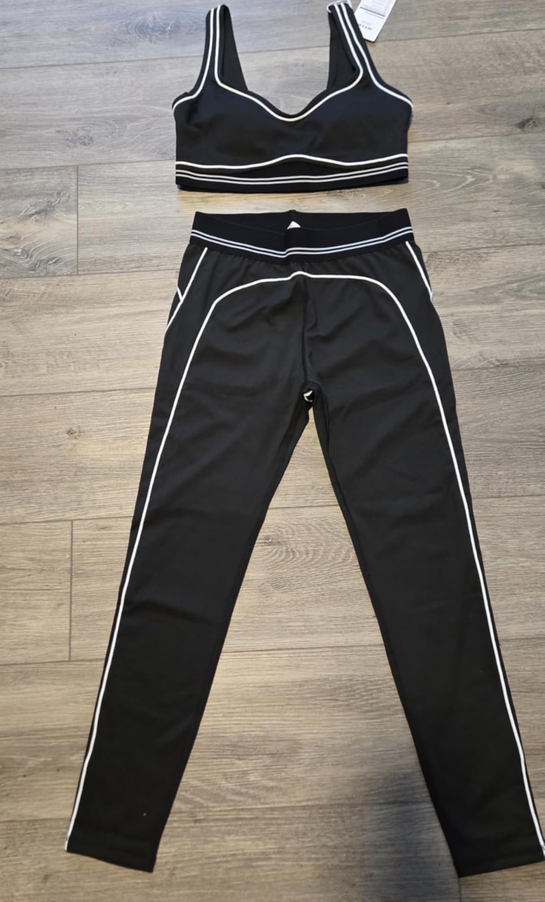 ABOCIW Women 2 Piece Workout Sets Color Block Sports Bra High Waist Tummy Control Leggings Gym Yoga Pilates Outfits customer photo 2