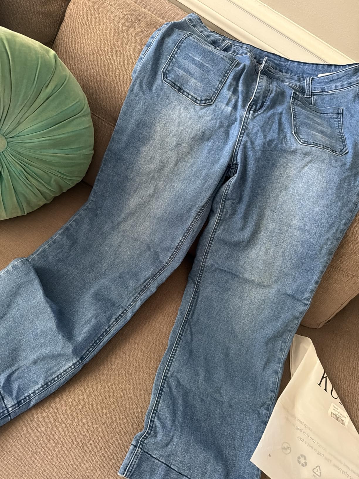 KUNMI Women's Wide Leg Jeans High Waisted Straight Leg Stretchy Denim Pants with Pockets customer photo 2