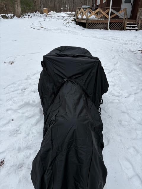 Comnova Snowmobile Cover 130 Inch - Premium 600D Outdoor Snowsled Cover, Heavy Duty & Waterproof All Weather Protection Covers, Black, Fit Up to 130
