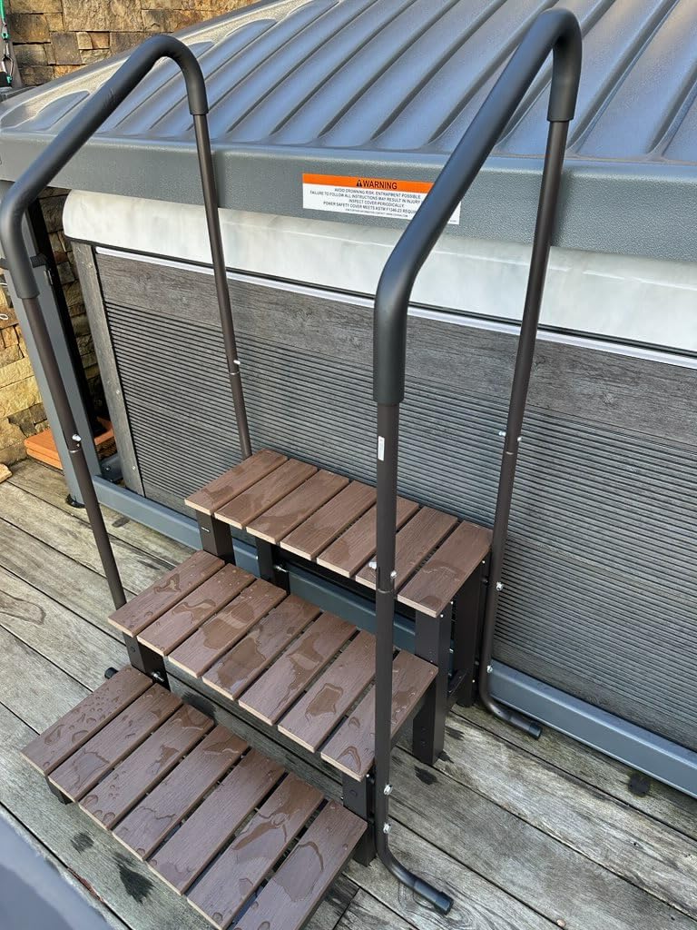 VEVOR Hot Tub Steps with Handrail, 3-Step Spa Outdoor Stairs, Heavy Duty 25.2 inch Wide Above-Ground/Inflatable Pool Step with 550 lbs Weight Capacity, Multi-Use for Porch, Patio, Deck, Trailers customer photo 2