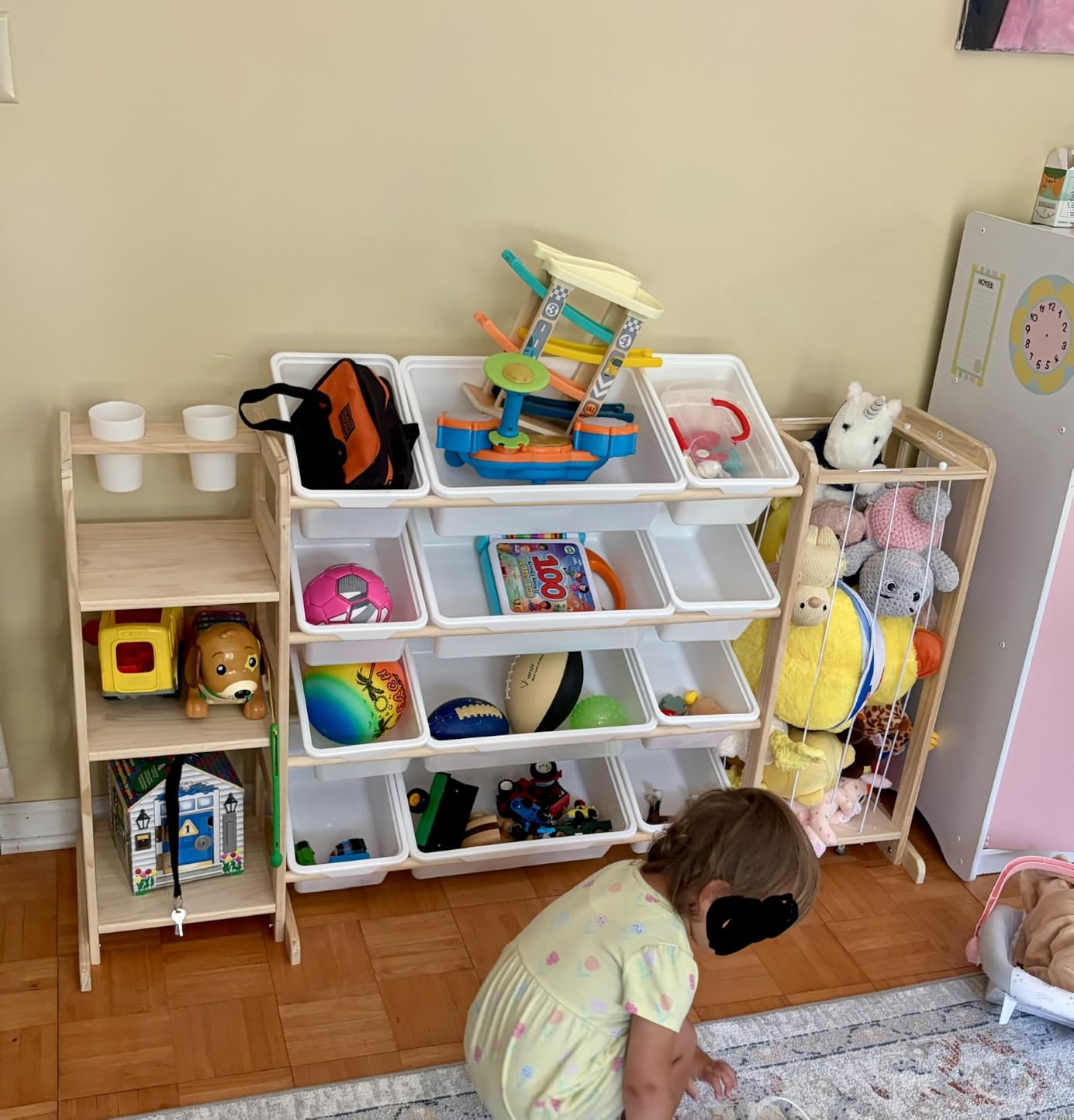 Toy Storage Organizer with Bookshelf and Stuffed Animal Storage - Kids Playroom Organization with Shelves and 12 Toy Bins - Toddler Living Room Toy Box for Lego - Nursery Bedroom Decor Essential customer photo 1