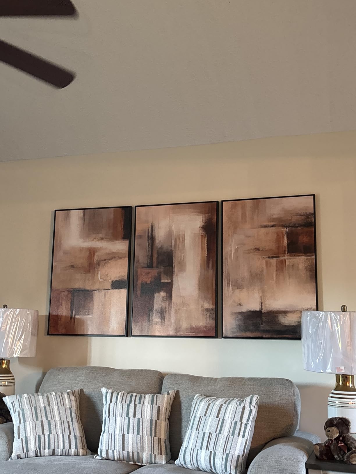 ASDCEUTICALS Large Canvas Wall Art - Gray Brown and Beige Abstract Pictures for Living Room Vintage Wall Decor Retro Artwork Black Float Framed Paintings for Bedroom Dinning Room 32