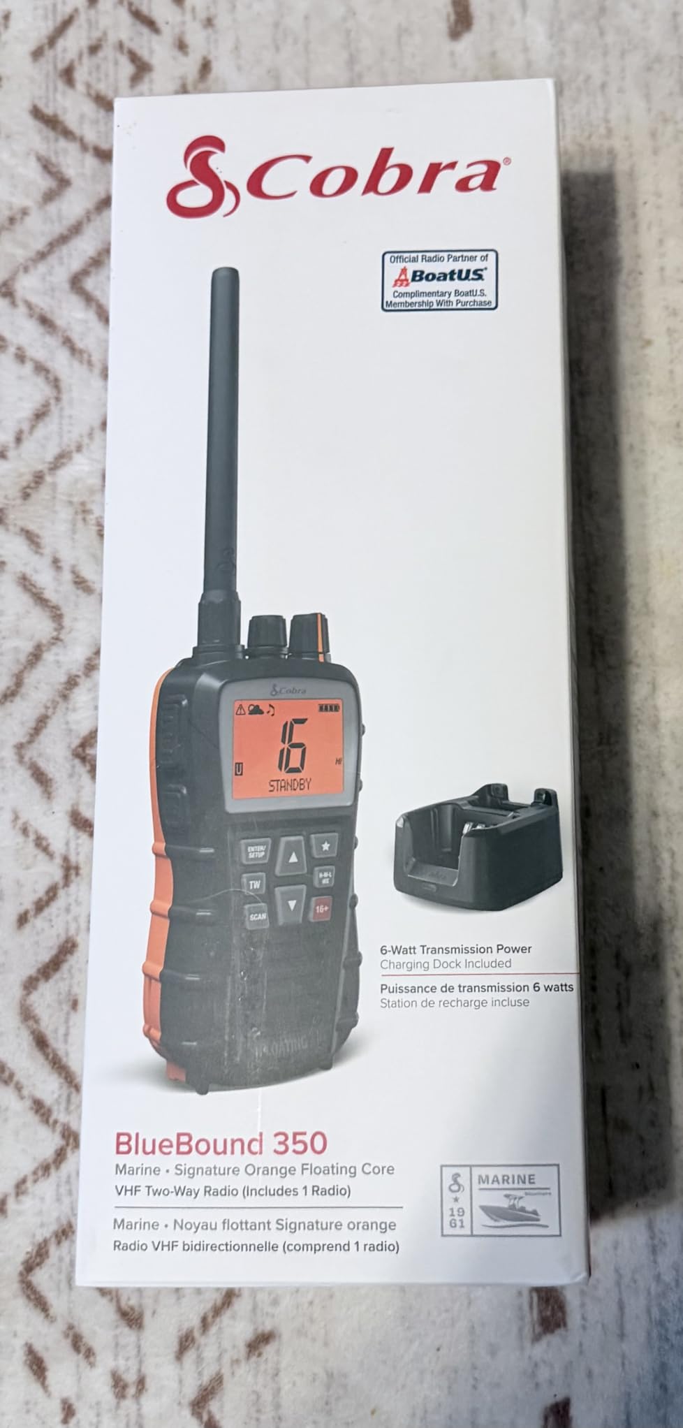 Cobra BlueBound 350 VHF Handheld Marine Radio, Black - 6-Watt, Floats, NOAA Weather Alerts, IPX7 Waterproof customer photo 2