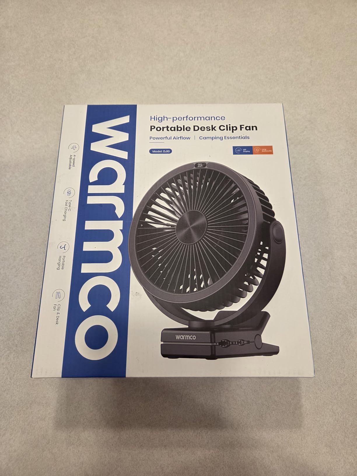 Warmco 10000mAh Rechargeable Clip on Fan, 8 Inch Desk Fan for Camping, 8-26H Runtime, USB-C Two-Way Charging, 360 Adjustable, 3-in-1 Clip Hook Desk Use, 4 Speeds, Washable Grille customer photo 1
