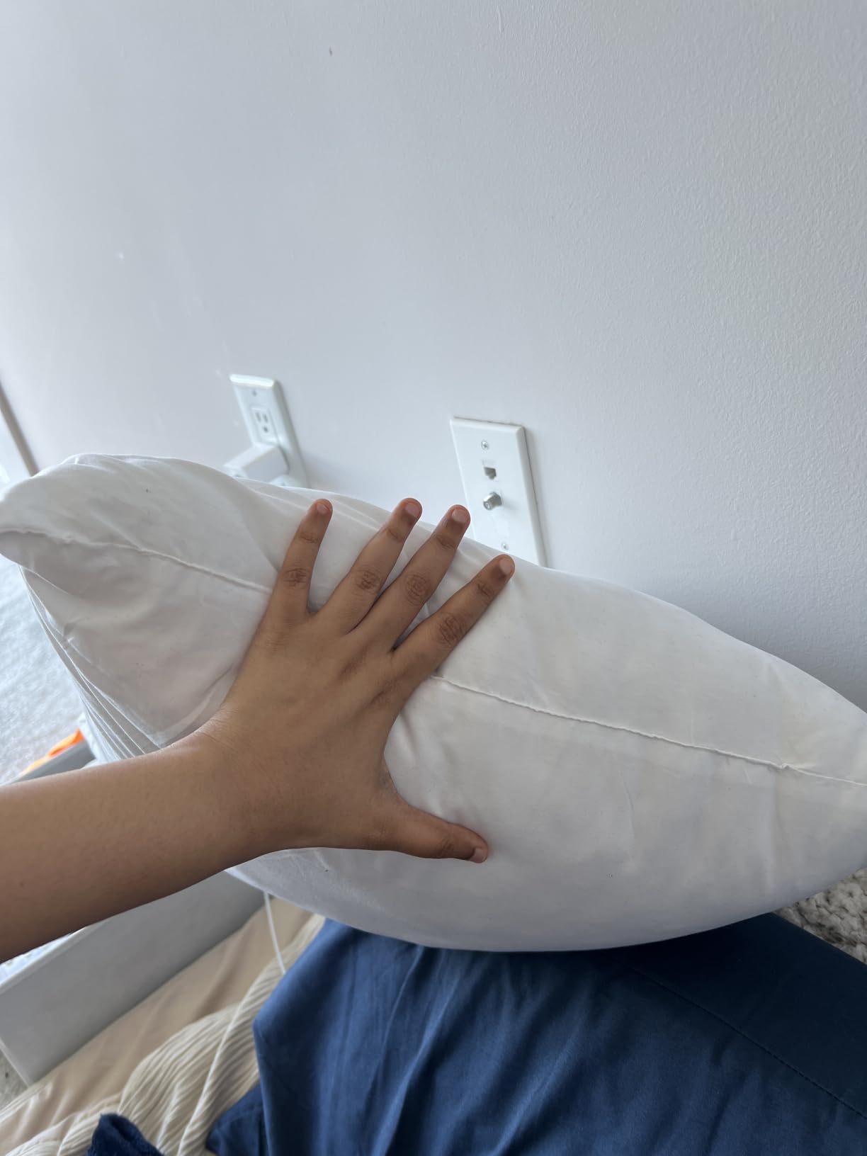 Beddora Throw Pillows (Set of 4, White) 18x18 Pillow Inserts Down Alternative, Throw Pillows for Couch, Bed or Sofa- Fluffy Decorative Stuffer Pillow for Indoors & Outdoors customer photo 2