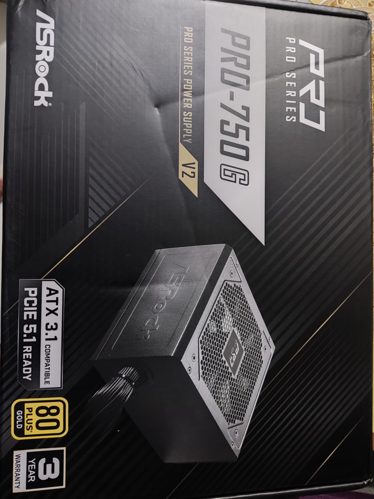 ASRock PRO 750G Power Supply - 750W 80 Plus Gold Certified, ATX 3.1 & PCIe 5.1 Ready, Native 12V-2x6 Connector, 120mm Low-Noise Fan, 3-Year Warranty customer photo 2