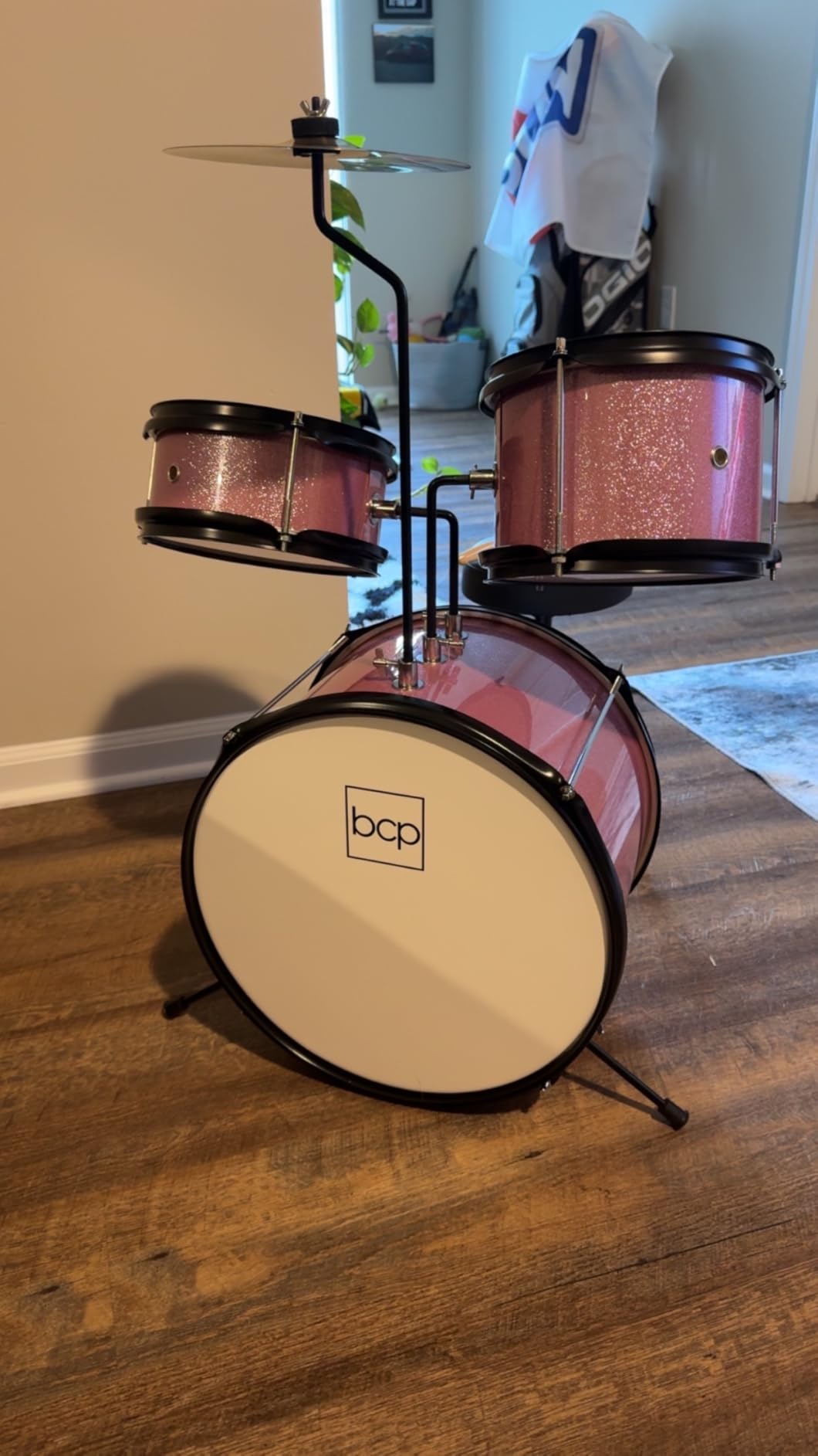 Best Choice Products 3-Piece Beginner Drum Set for Kids Juniors, w/Throne Stool, Cymbal, Drum Sticks, Bass Drum Pedal, 2 Toms - Silver Sparkle customer photo 1