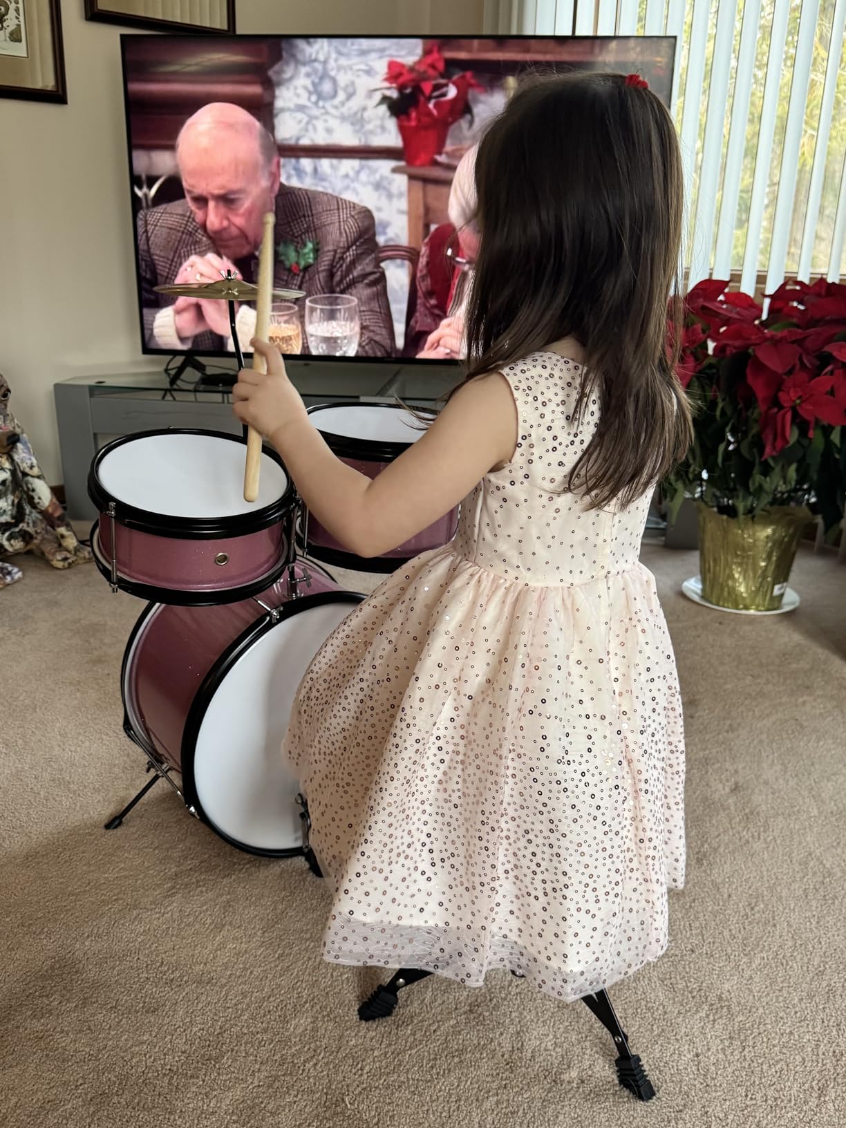 Best Choice Products 3-Piece Beginner Drum Set for Kids Juniors, w/Throne Stool, Cymbal, Drum Sticks, Bass Drum Pedal, 2 Toms - Silver Sparkle customer photo 2
