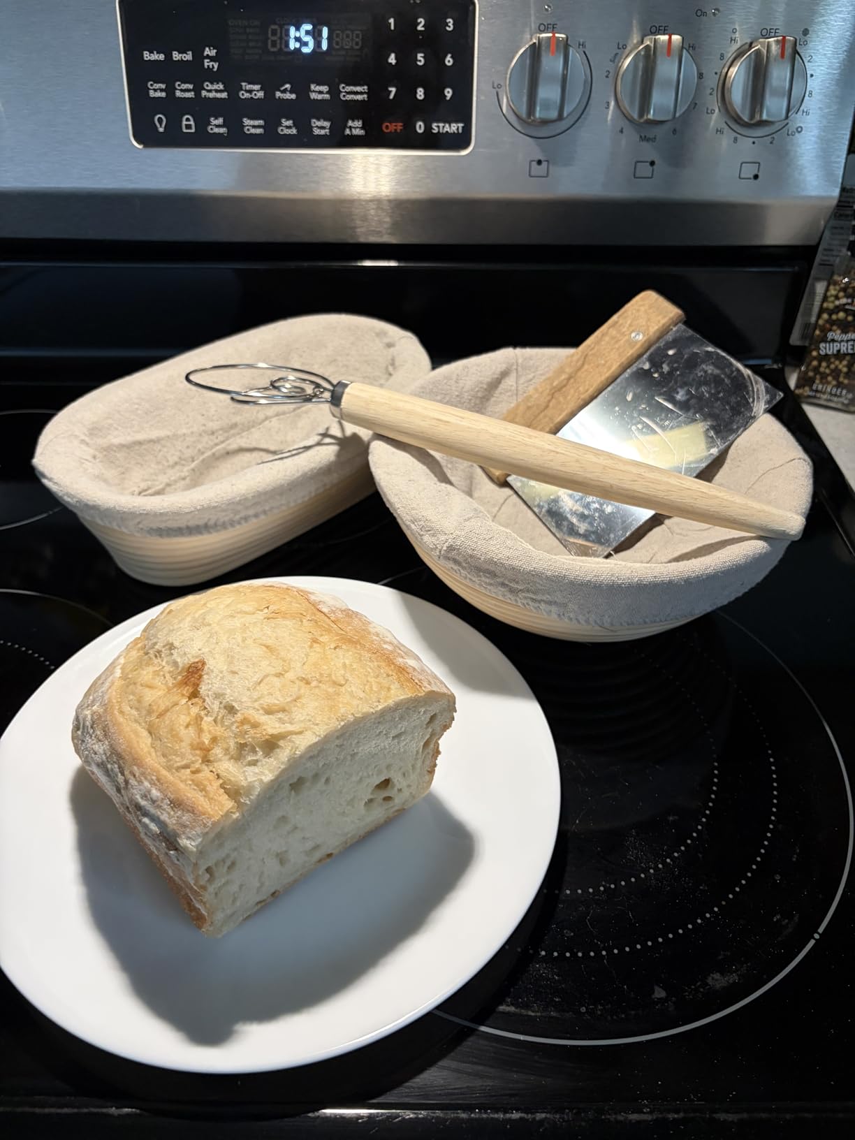 Sourdough Starter Kit with Banneton Bread Proofing Baskets and Jar | Complete Sourdough Bread Baking Supplies, Beginner Friendly, 9in Round Rattan Banneton & 24oz Glass Starter Jar, Sturdy Tools customer photo 2
