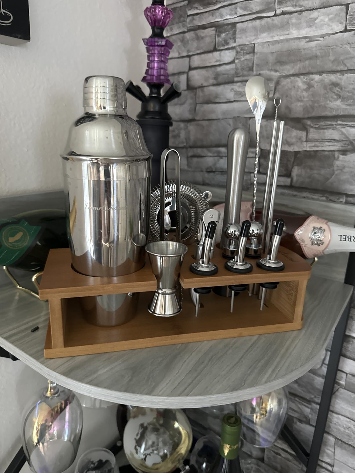 Cocktail Shaker Set,24-Piece Bartender Kit - Complete Bartending Kit Bar Set with Stand,Drink Shaker & Mixer - Perfect Bar Accessories for Home Bar Set,Housewarming Gifts for Men & Women,Silver customer photo 2