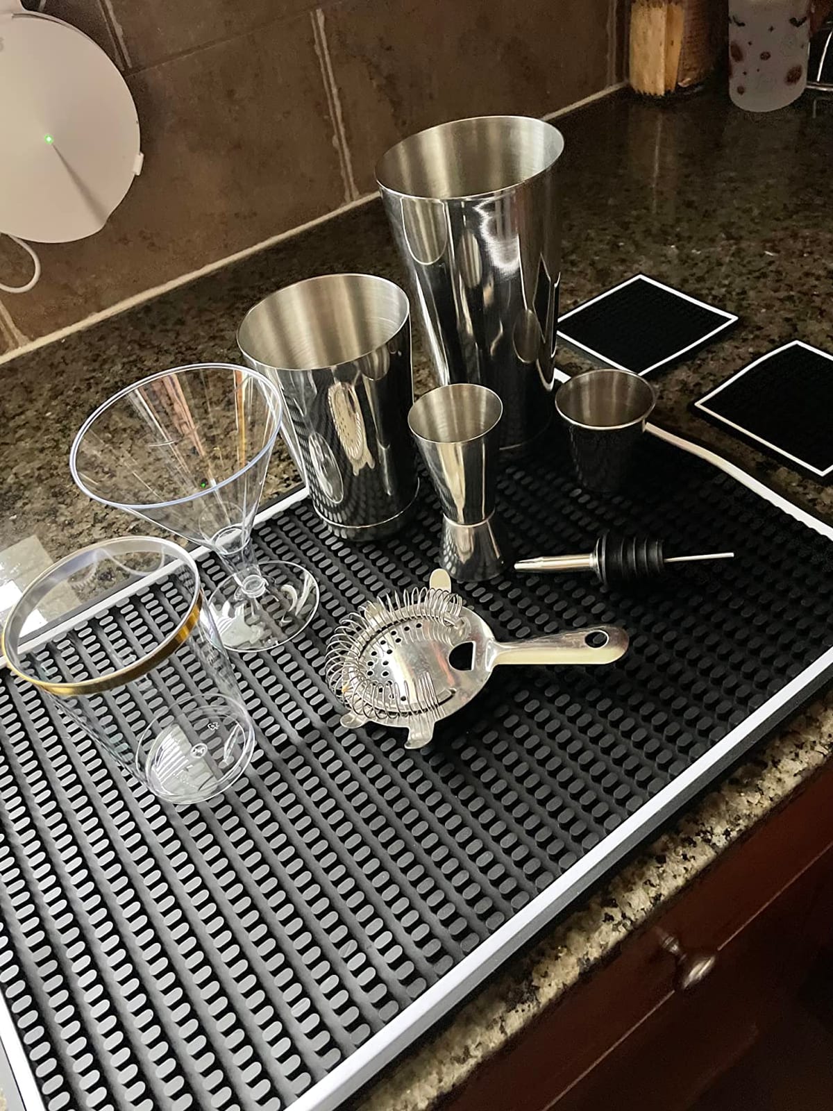 FineDine Stainless Steel Bar Set Cocktail Shaker Set Bartender Kit | Mixology kit, stainless steel bar tools, shaker tins, jigger, strainer, muddler, spoon, pourers, stand, home bartending customer photo 2