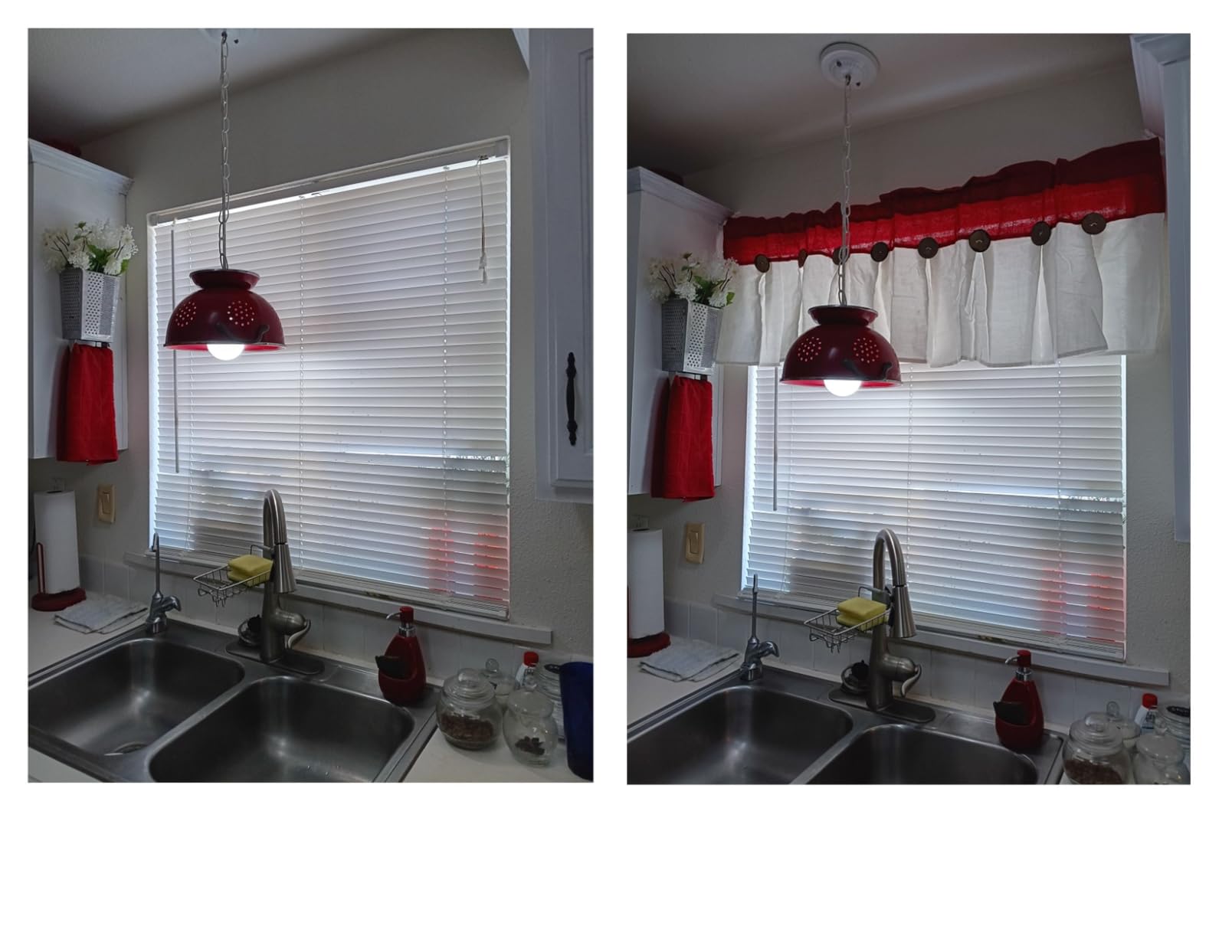 FRAMICS Farmhouse Valance Curtains, Boho Cotton Linen Kitchen Valance, Olive Green Rustic Button Window Valances for Kitchen Bathroom, Rod Pocket Valances for Windows, Olive Green, 52 x 18 Inch customer photo 1