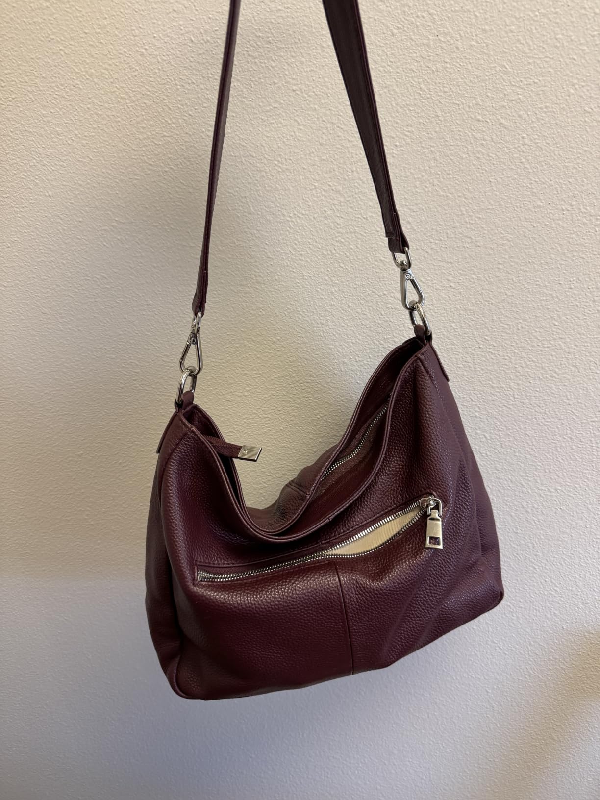 befen Soft Genuine Leather Hobo Bags Purse for Women Crossbody Shoulder Bag | Real Leather, Slouchy Shoulder Bag, 2 Detachable Shoulder Straps, Multi Pockets customer photo 1