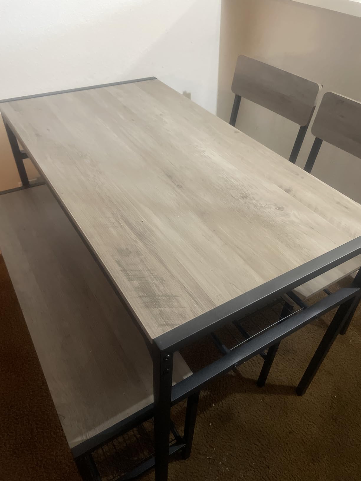 Shintenchi Kitchen Table Chairs Set of 4 with Bench and Chairs, Dark Walnut customer photo 2