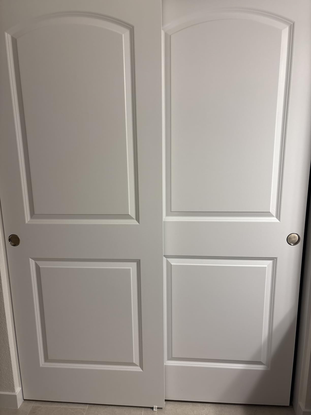 JUBEST 48x80 in Sliding Closet Door, Raised 2-Panel Arch Top White Primed Hollow Core Door Slab with Hardware Kits & Matching Fascia, Pre-drilled & Paintable, Space-Saving for Bedroom Laundry customer photo 1