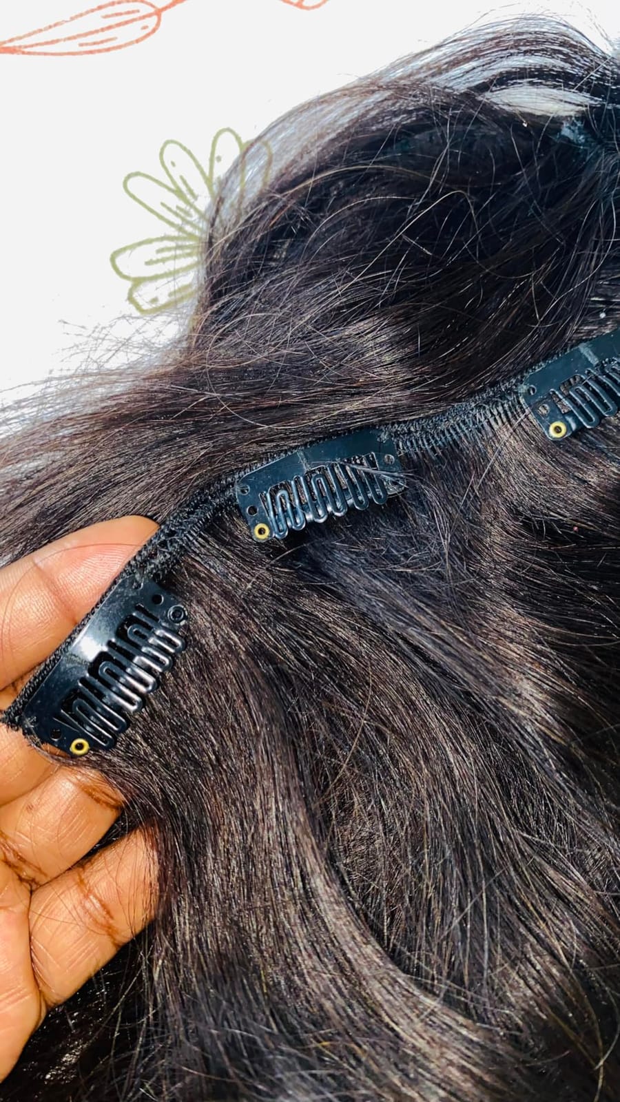 LUVME Zero Trace Yaki Straight 100% Real Human Hair Clip In Hair Extensions | 16 Inch 100g 7pcs, #1B Natural Black, 0.59mm Ultra-Thin, Lightweight & Breathable, Natural Blend customer photo 1
