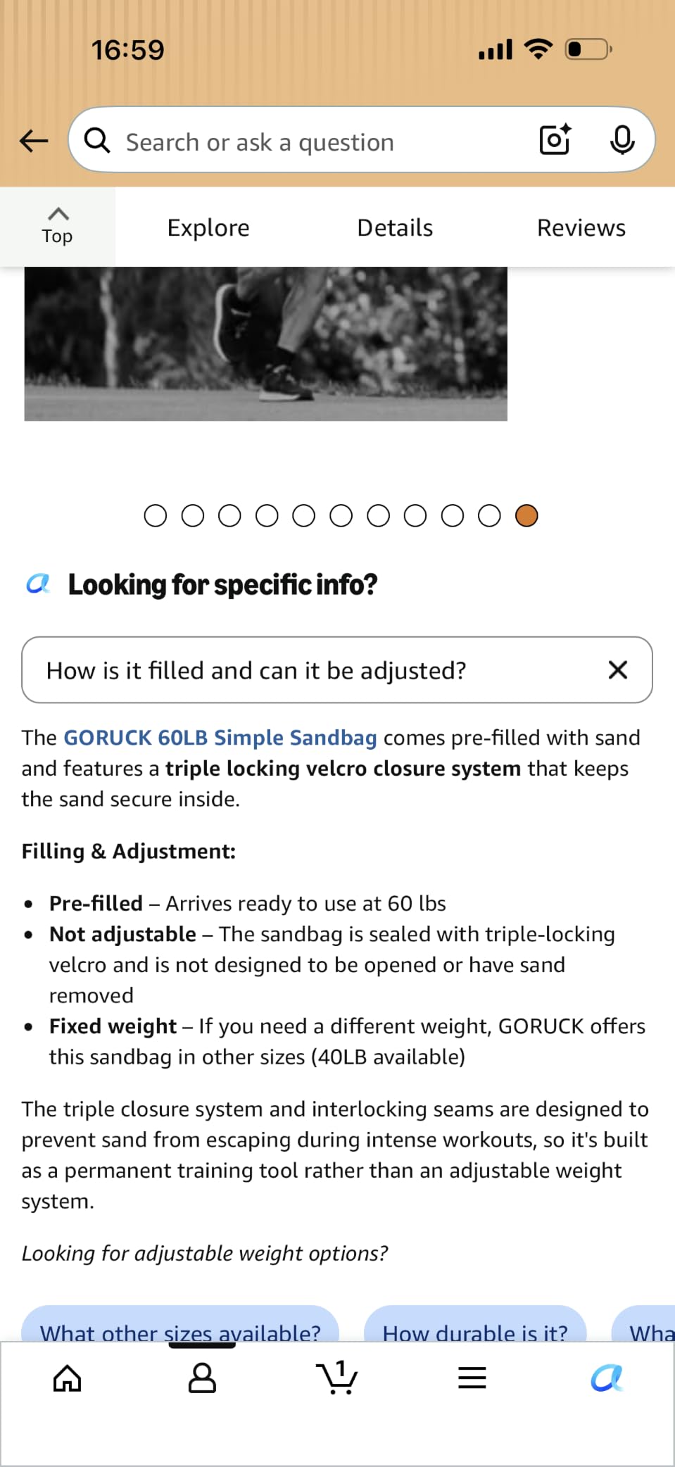 GORUCK Fitness Simple Sandbag - Strength Training Equipment for Body Workout, Endurance, Weightlifting & Yoga - for Home, Gym, and Outdoor Use customer photo 1