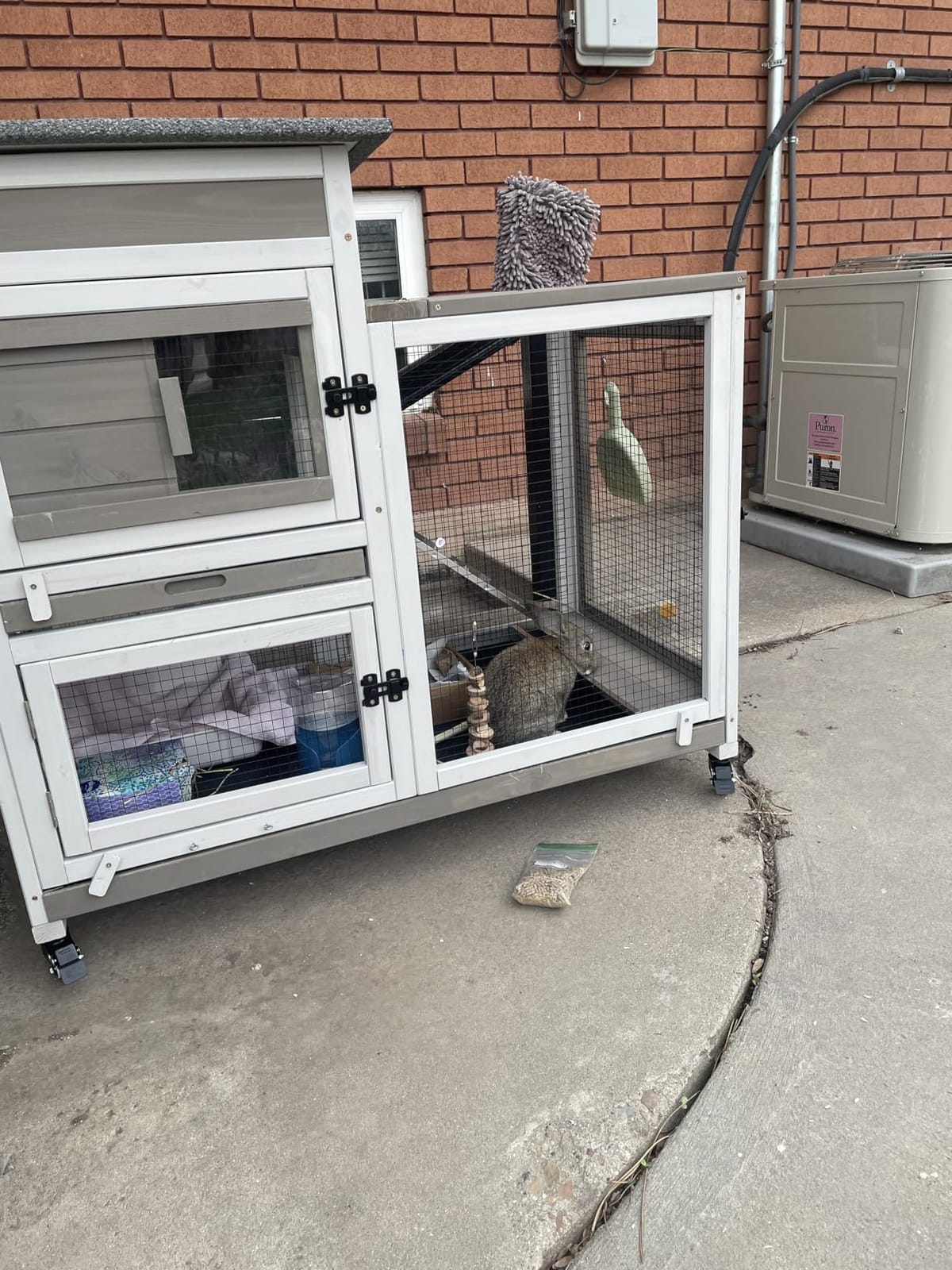 2 Story Rabbit Hutch Outdoor Indoor, Wooden Bunny Cage with 6 Lockable Wheels, 3 Removable No Leakage Pull Out Trays, Chew-Proof Ramp & Waterproof Roof, Ideal for Rabbit & Guinea Pig customer photo 2
