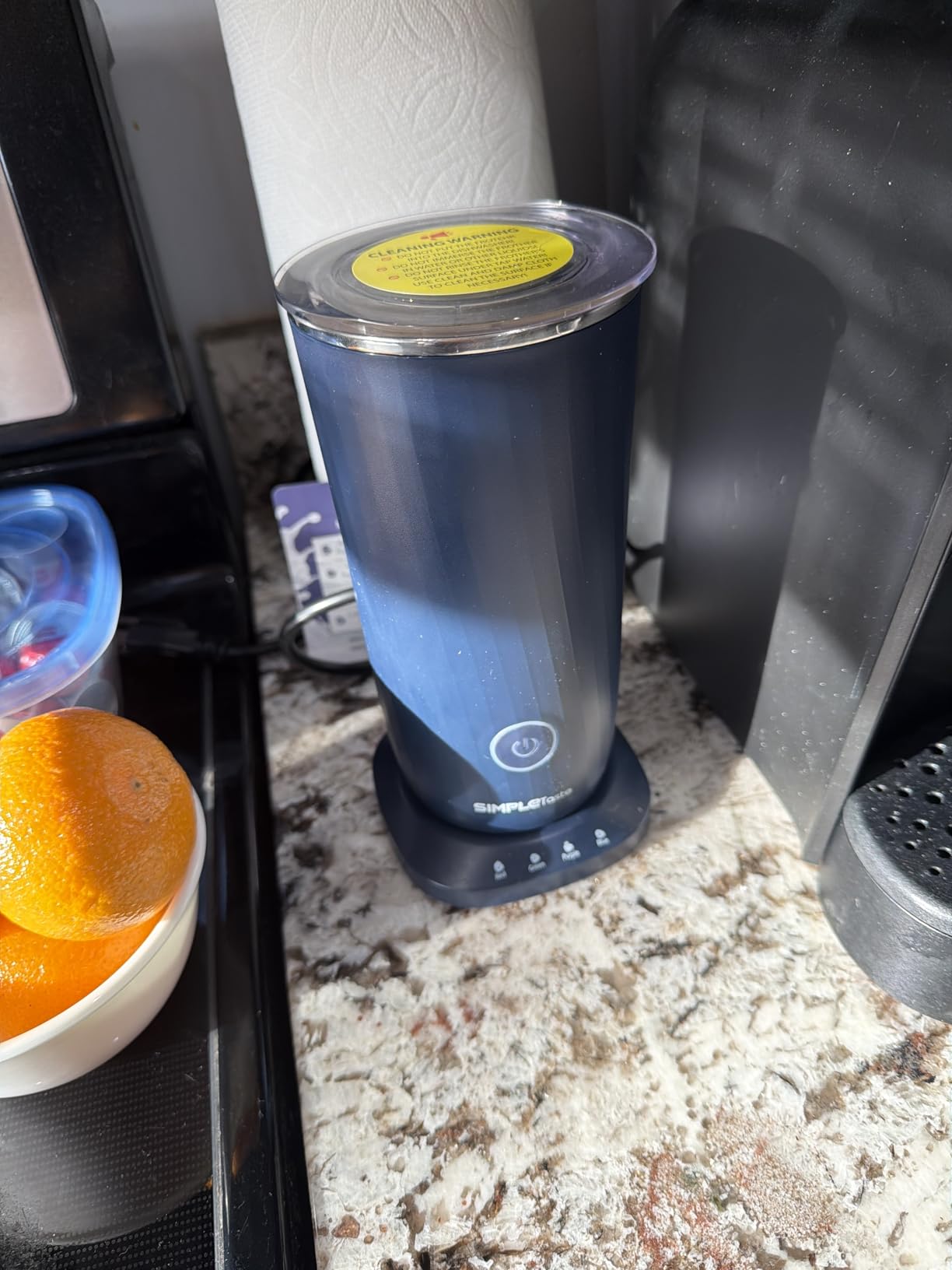 SIMPLETASTE Milk Frother, 4-in-1 Electric Milk Frother and Steamer, Automatic Warm and Cold Foam Maker and Milk Warmer for Latte, Cappuccinos, Dark Blue customer photo 1