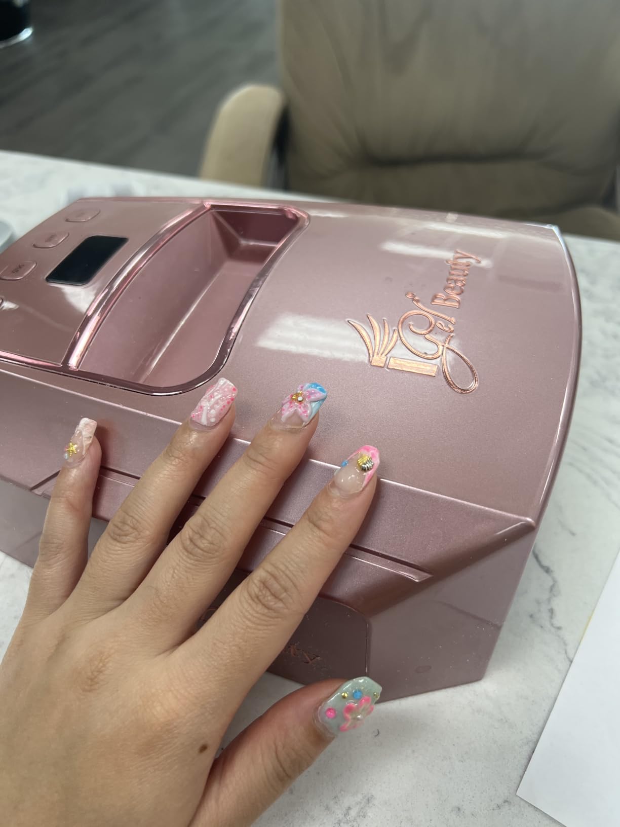 iGel Beauty Hybrid PRO 3.0 XL UV/LED Nail Lamp - Wireless Rechargeable 48W Nail Dryer, Extra Wide Full-Hand Curing, 9000mAh Battery, Smart Timer & Builder Gel Mode, Cordless Professional Lamp customer photo 1