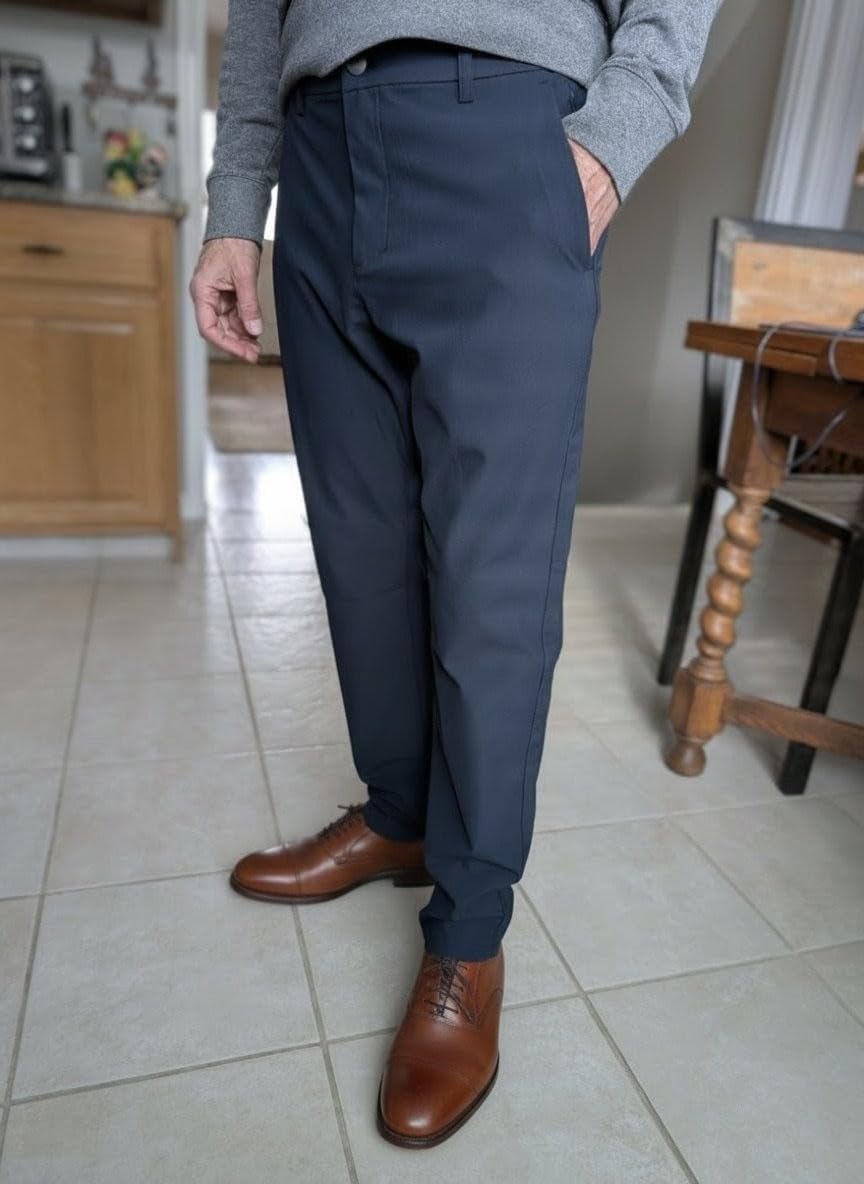 THE GYM PEOPLE Men's Golf Dress Pants Comfy Work Trousers with Pockets | Fleece Lined, 2 Front Pockets, 2 Back Pockets, Zippered Pocket, For Golf, Work and Travel customer photo 1