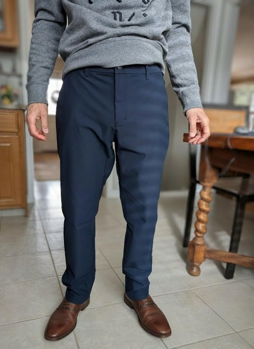 THE GYM PEOPLE Men's Golf Dress Pants Comfy Work Trousers with Pockets | Fleece Lined, 2 Front Pockets, 2 Back Pockets, Zippered Pocket, For Golf, Work and Travel customer photo 2