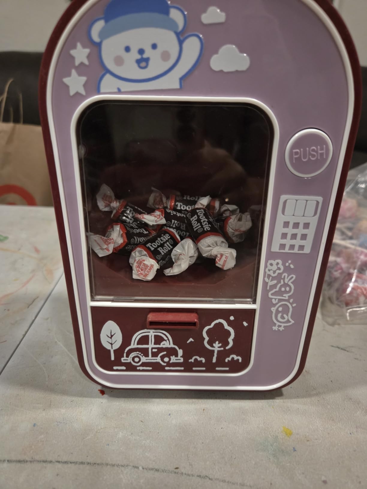 Desktop Mini Vending Machine, Push-Button Manual Candy Dispenser (Green) - Suitable for Mini Candies, Chocolate Beans, Ideal Festival Gift for Boys and Girls customer photo 2