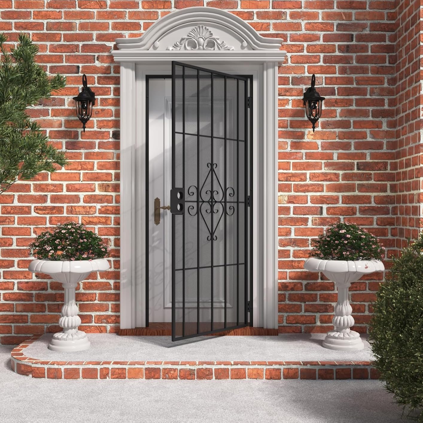 JUBEST 32 in. x 80 in. Security Screen Door, Surface Mount Reversible Powder Coated Black Outswing Steel Security Door with Expanded Metal Screen, Prehung Steel Exterior Doors, Durable&Safe customer photo 1