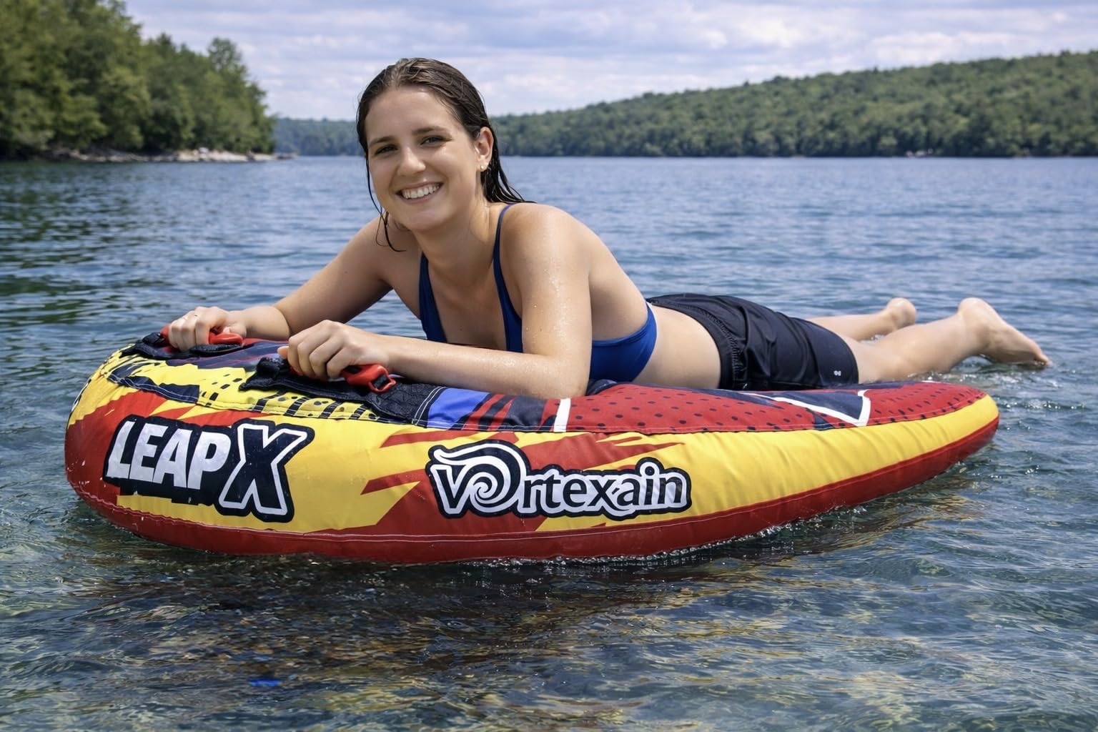Towable Tubes for Boating, 1-2 Person Heavy Duty Inflatable, Water Sports Boat Tube for Tubing with Handles, Thick Nylon EVA Cover, Speed Safety Valve Tow Points for Adults Kids Gifts customer photo 2