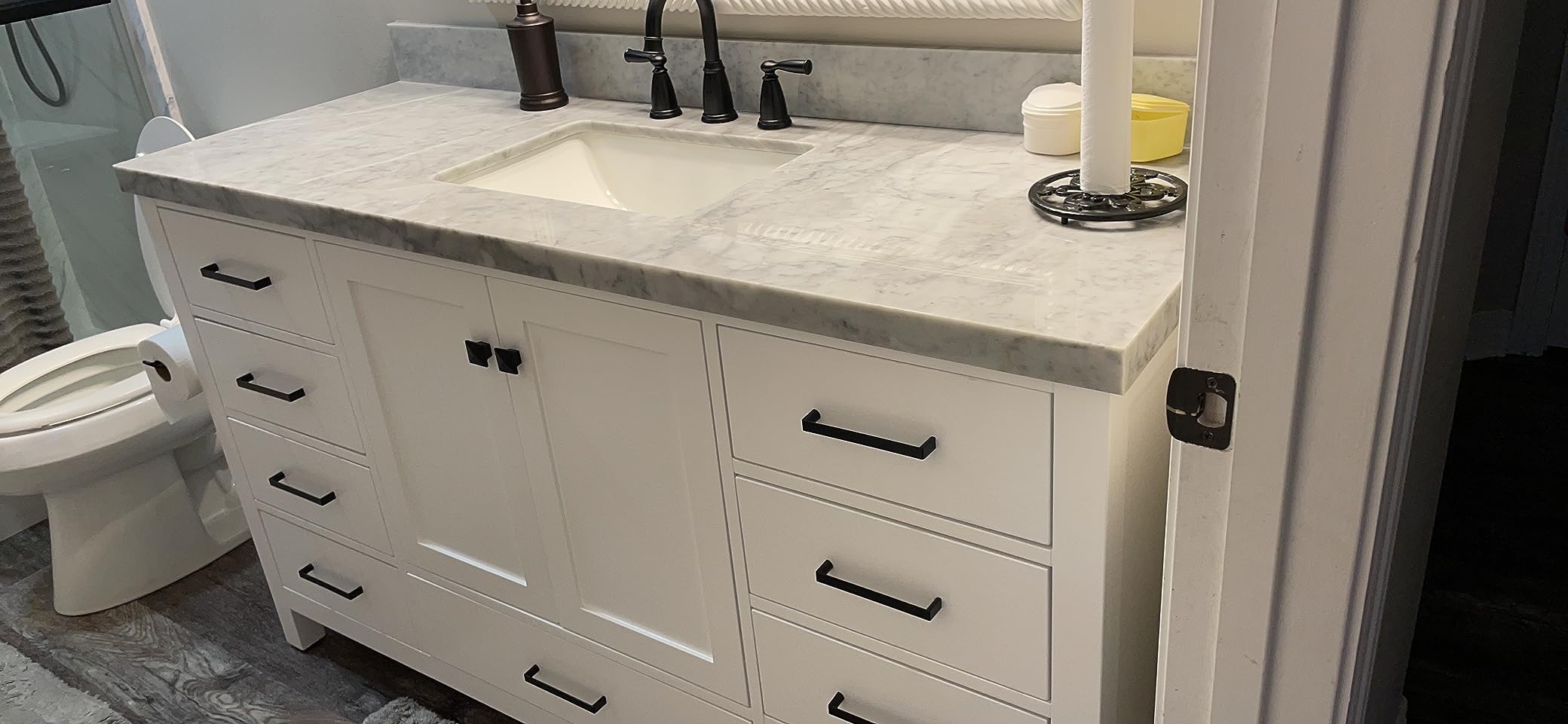 Emilia 60 Inch Bathroom Vanity Single Sink - White Bathroom Vanity with Sink, 1.5