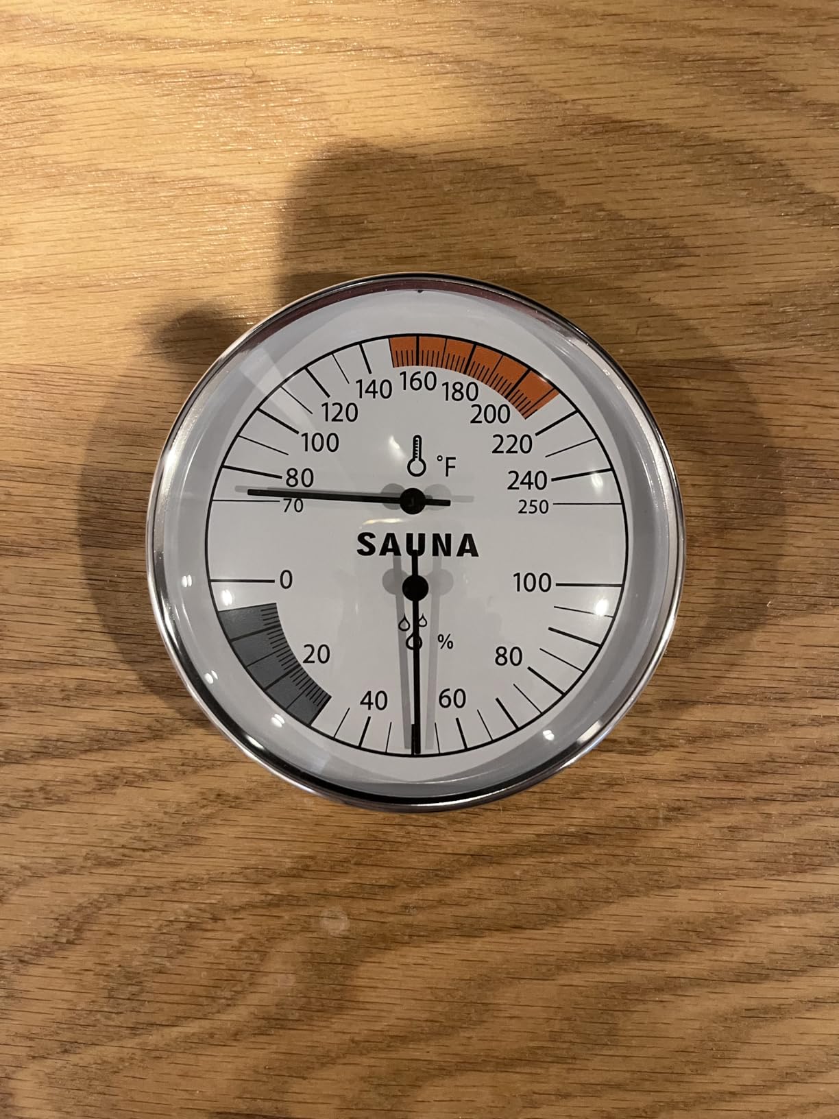 Sauna Thermometer and Hygrometer, Aluminum Frame Wall Mounted Gauge | Mechanical Humidity and Temperature Display, Range 70-250°F, 20-120°C, 0-100% RH, Accessories for Use Inside customer photo 1
