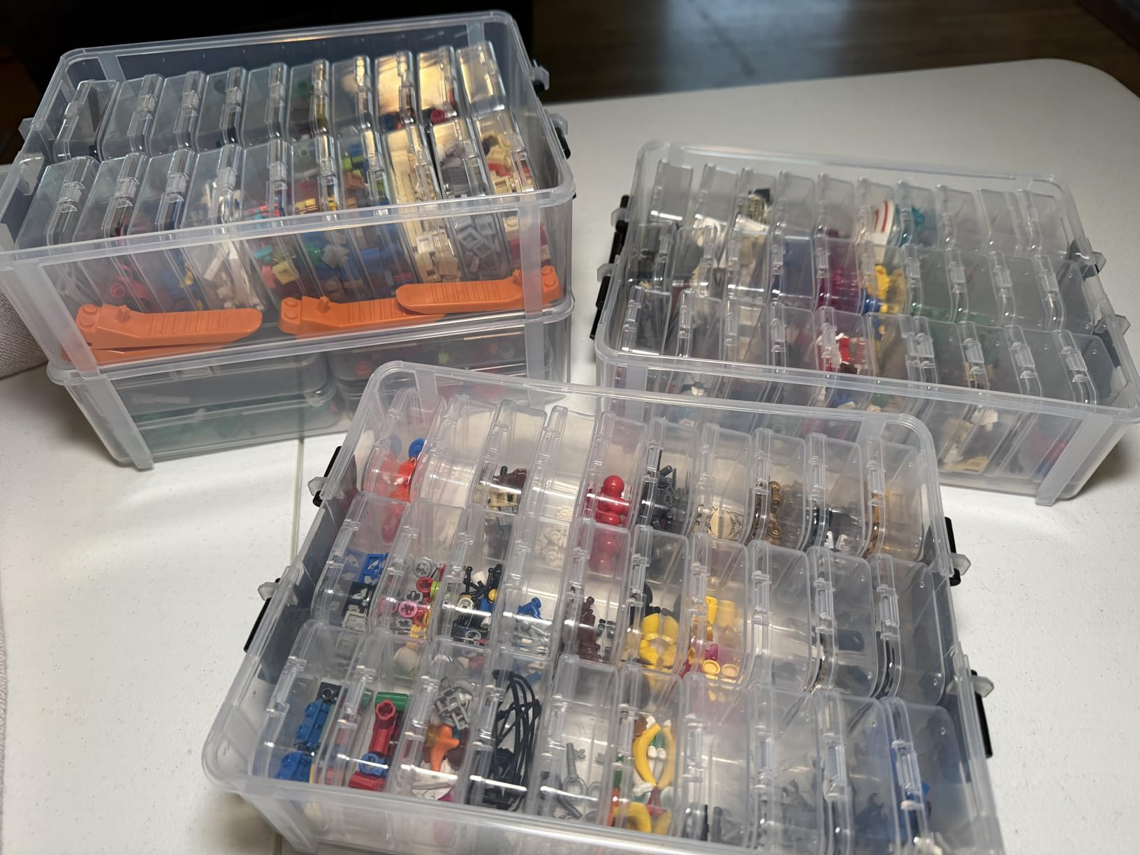 Bead Organizer Box 58 Pcs, 3-Tier Stackable Storage Box, and 3 Different Container Sizes Small Plastic Containers with Lids, Portability, Clear Organizers for Jewelry DIY Craft Storage customer photo 1