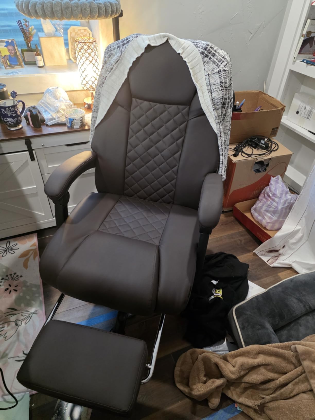 HOFFREE Heated Office Chair Massage Desk Chair with Heat 400lbs(Black) | Executive Reclining Home Desk Chair with Footrest, Linkage Armrests for Heavy People customer photo 2