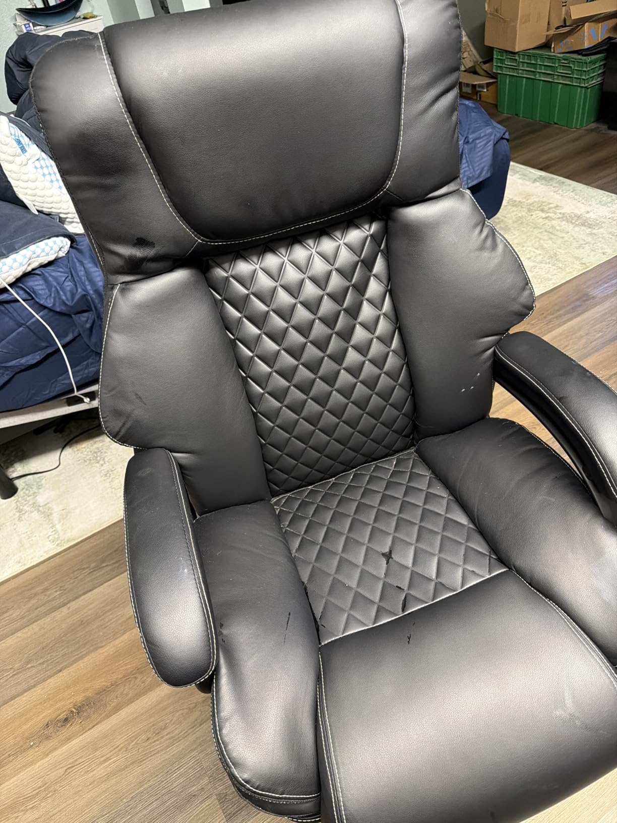 650lbs Large Big and Tall Office Chair for Heavy People with Adjustment Lumbar Support, Comfy Padded Heavy Duty Leather Executive Office Chair with Quiet Rubber for Adults customer photo 1